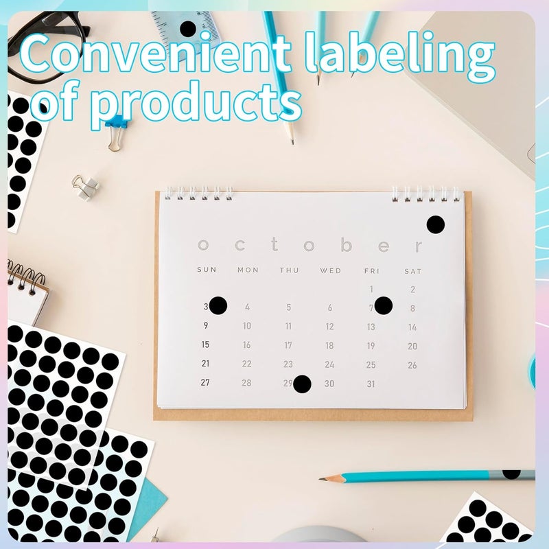 starboling Dot Stickers - 1400pcs Black Circle Labels, 1/2 Inch Round Stickers for Office, Classroom, Garage Sale - Image 4
